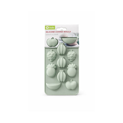 Silicone cookie mould with packaging on a white background