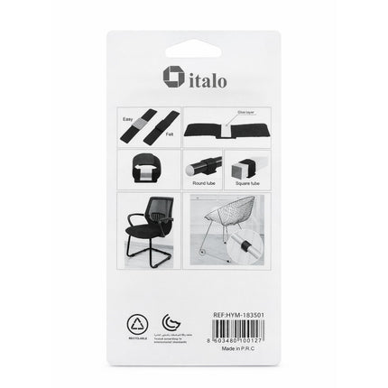 Packaging of italo products with black and white illustrations on a white background