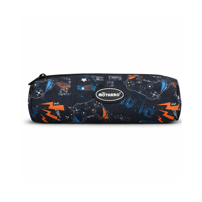 Pencil case with gaming-themed design and Botarro logo on a white background