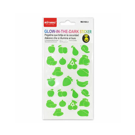 Pack of glow-in-the-dark stickers with various shapes on a white background