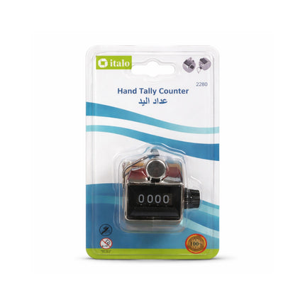 Hand tally counter in packaging with Italo branding on a white background