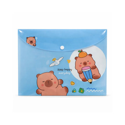 Blue envelope with cartoon bear designs on a white background