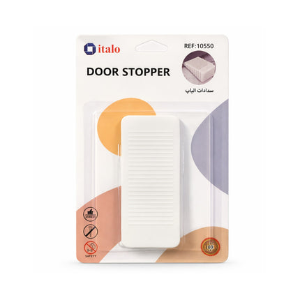 Italo door stopper packaging with colorful design on a white background