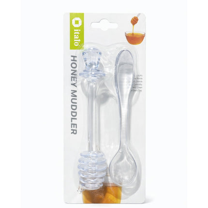Honey muddler in packaging with 'italo' branding on a white background