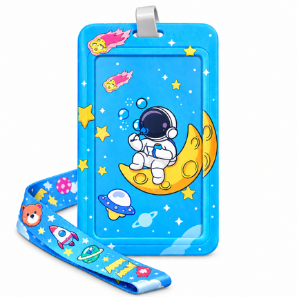 colorful card holders with cartoon designs on a white background