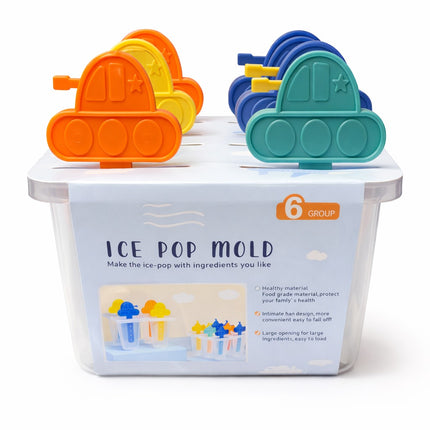 Ice pop mold set with colorful molds on a white background