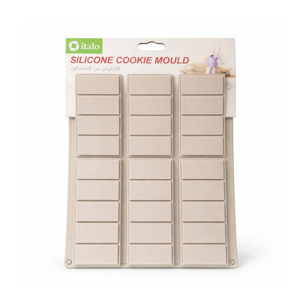 Silicone cookie mould packaging with 'italo' branding on a white background