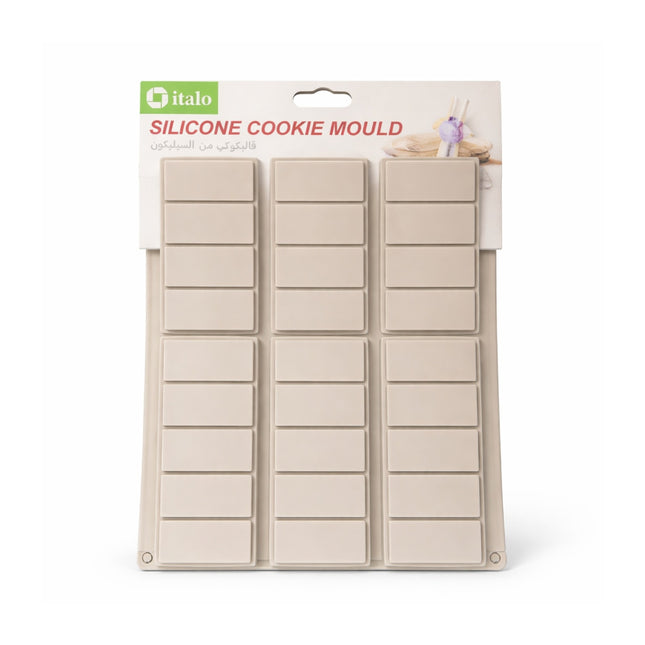 Silicone cookie mould packaging with 'italo' branding on a white background