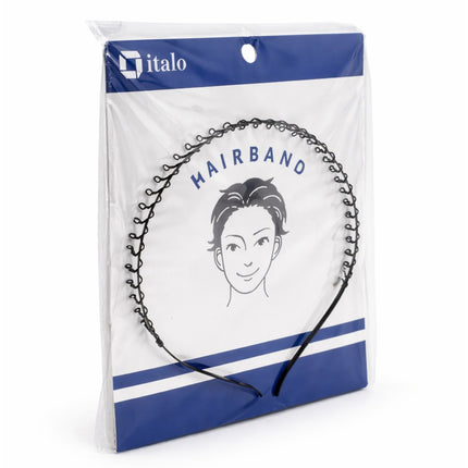 Packaged hairband with 'italo' branding on a white background