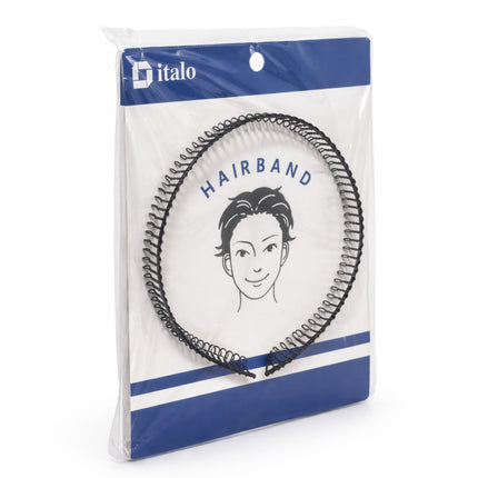 Packaged hairband with 'italo' branding on a white background