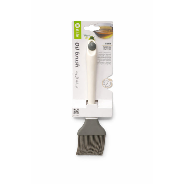 Oil brush with packaging on a white background