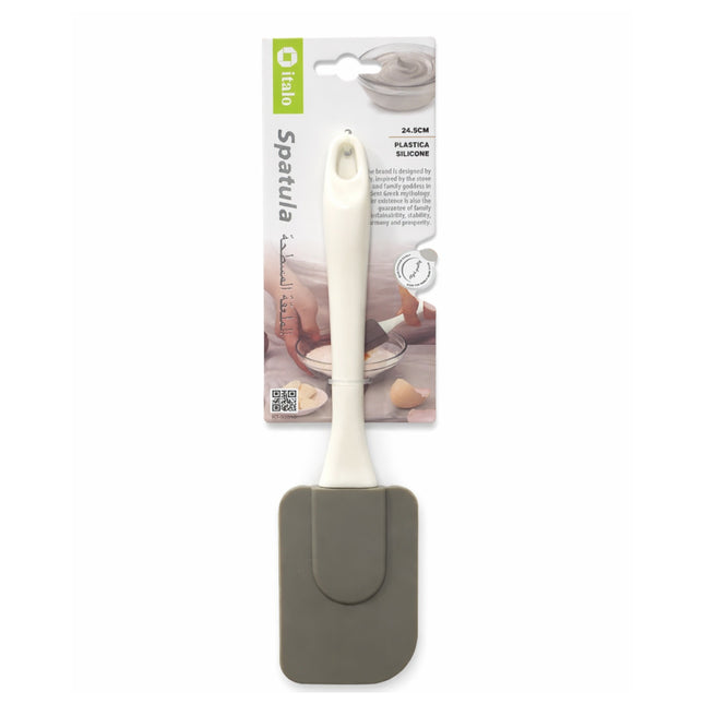 Silicone spatula with packaging on a white background