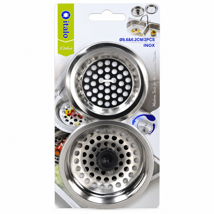 Italo Sink Strainer 7.5*/8.25 cm 2 piece KT-34088