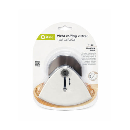 Pizza rolling cutter with packaging on a white background
