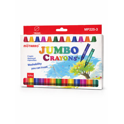 Pack of Métarro jumbo crayons with colorful design on a white background