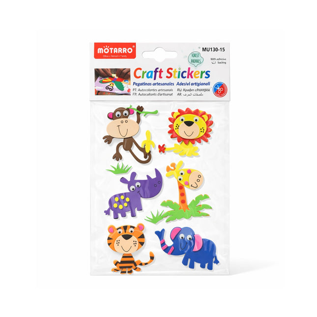 Pack of craft stickers with animal designs on a white background