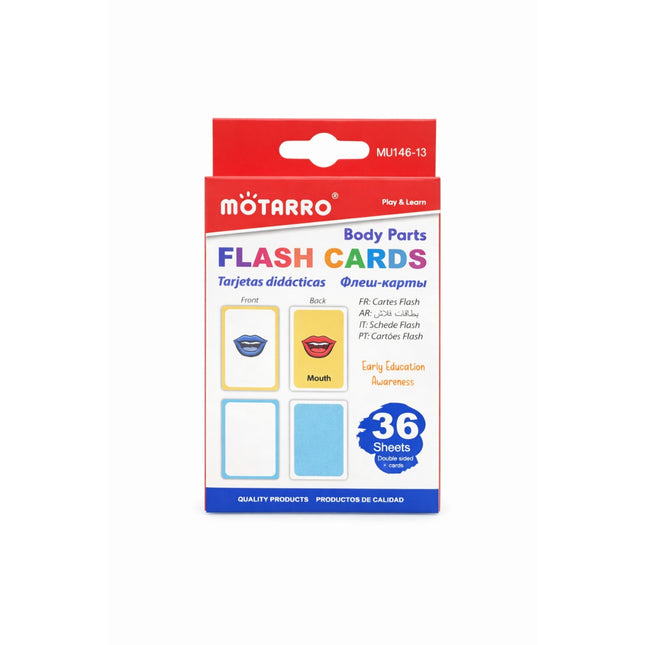 MOTARRO body parts flash cards packaging on a white background