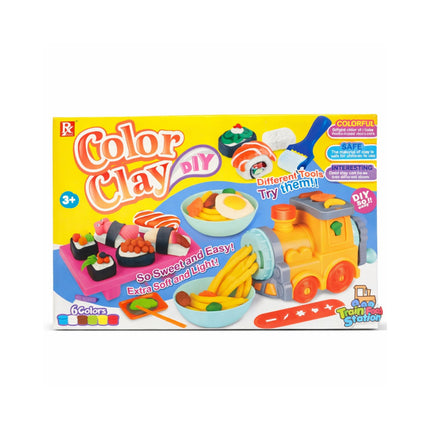 Color Clay DIY toy set packaging with colorful illustrations on a white background