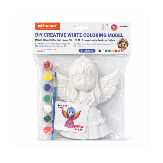 Matarro DIY Creative White Coloring Model packaging with a white coloring model and paint set.
