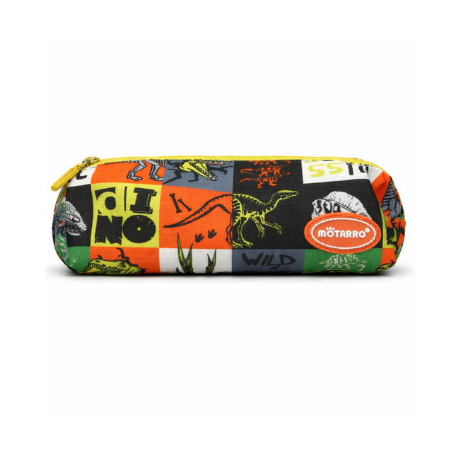 Pencil case with colorful design on a white background