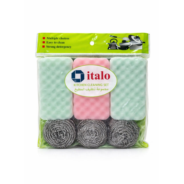 Packaged kitchen cleaning set with italo branding on a white background