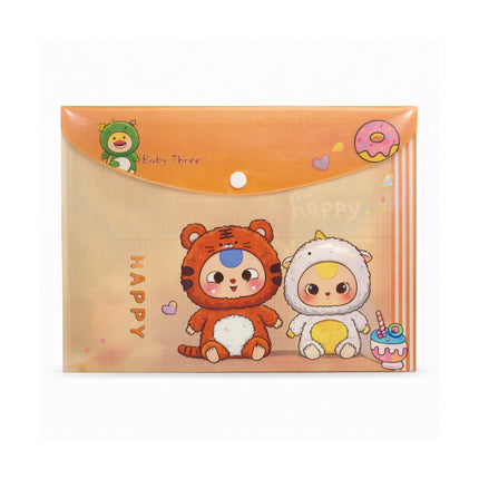 Children's stationery set with cartoon characters on a white background