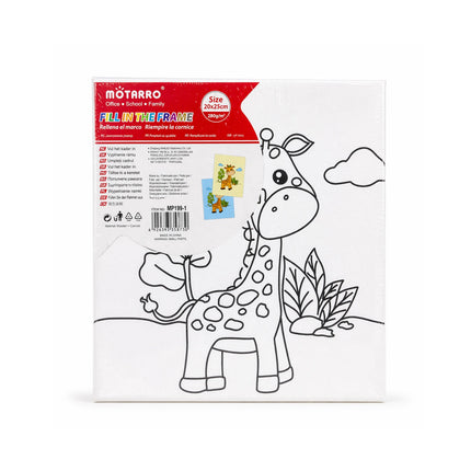 Motarro coloring book with a giraffe illustration on a white background