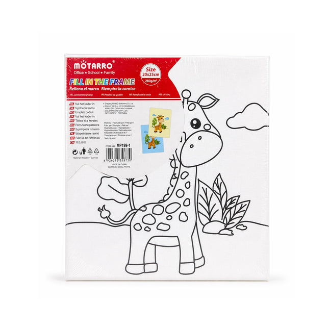 Motarro coloring book with a giraffe illustration on a white background