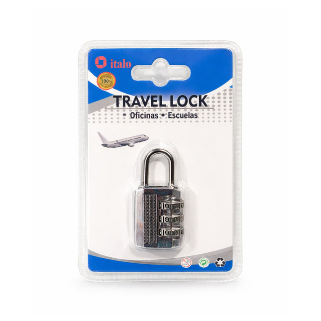 Travel lock in packaging with 'italo' branding on a white background