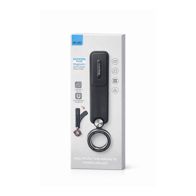 Multifunctional magnetic phone holder packaging on a white background