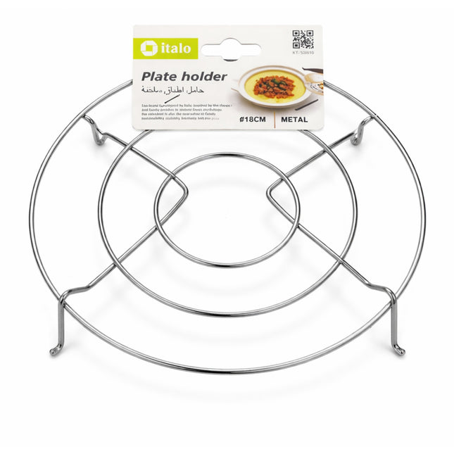 Metal plate holder with Italo brand packaging on a white background