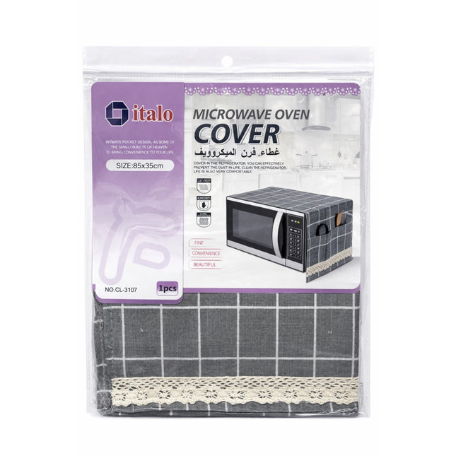 Packaged microwave oven cover with italo branding on a white background
