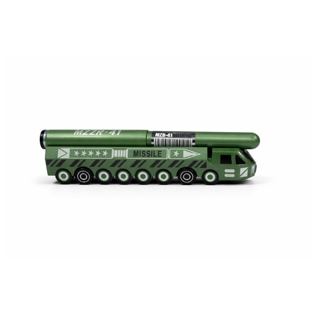 Toy model of a missile launcher on a white background