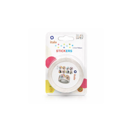 Packaged stickers with 'italo' branding on a white background