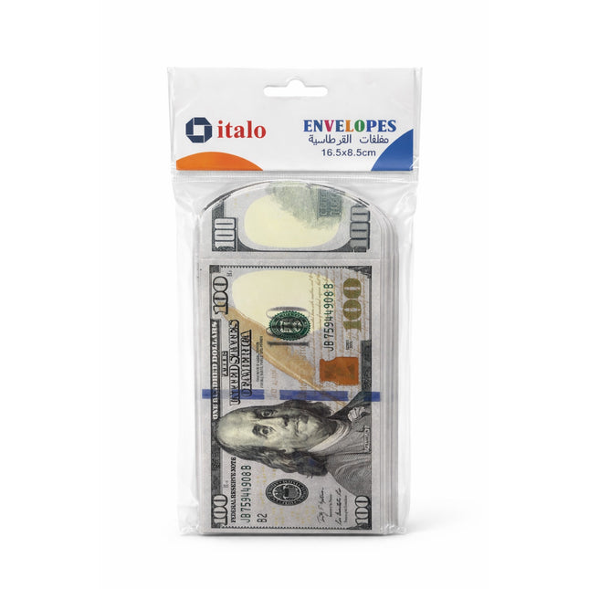 Pack of italo envelopes with a dollar bill design on a white background