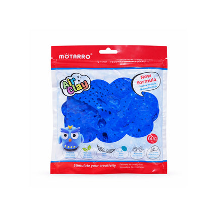 Package of Motarro Air Clay with blue clay blocks on a white background