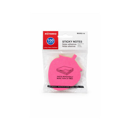 Pink sticky notes with packaging on a white background
