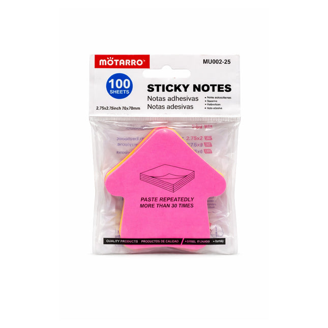 Pink sticky notes with packaging on a white background