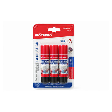 Pack of Motarro glue sticks with red and white packaging on a white background