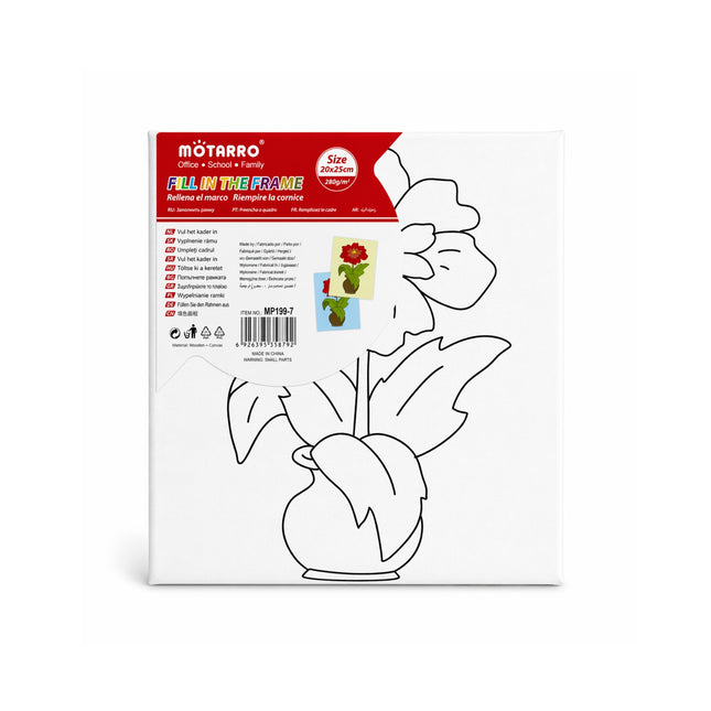 Motarro fill-in-the-frame coloring book with a plant design on a white background