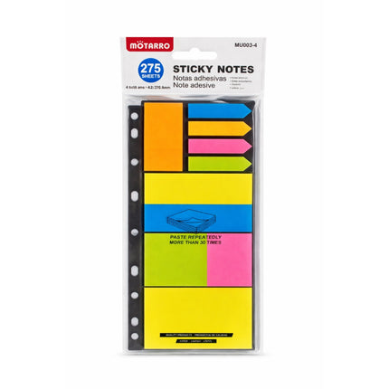 Pack of colorful sticky notes with a Matarro brand label on a white background