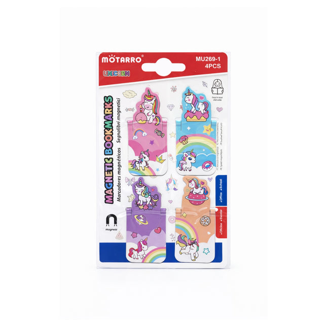 Pack of magnetic bookmarks with unicorn design on a white background