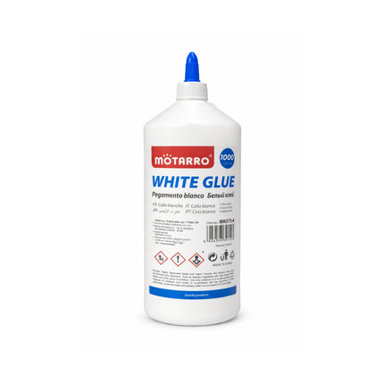 Bottle of Motarro white glue on a white background