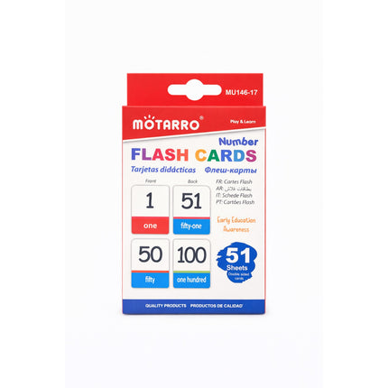 MOTARRO number flash cards packaging on a white background