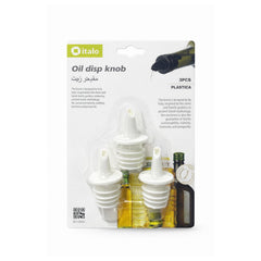 Packaging of italo oil disp knobs with a white background