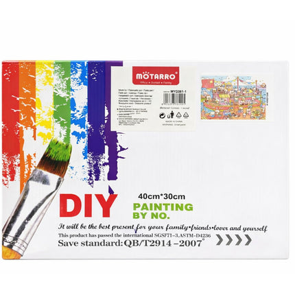 MOTARRO painting set packaging with brush and colorful design on a white background