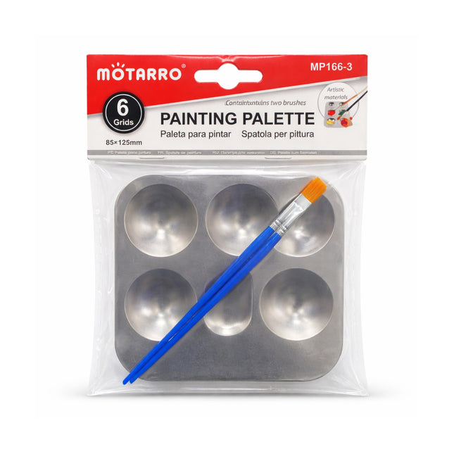 Motarro painting palette with 6 grids and a paintbrush in packaging
