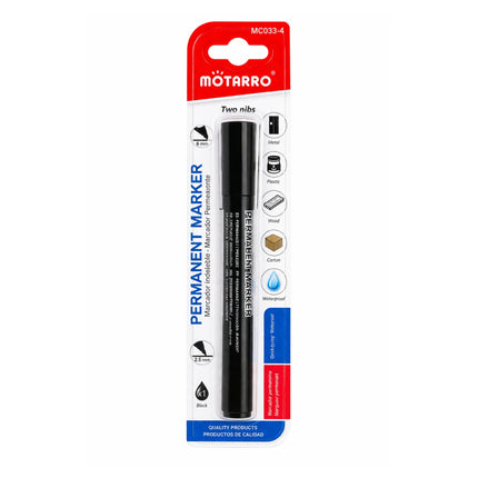 Motarro permanent marker with packaging on a white background