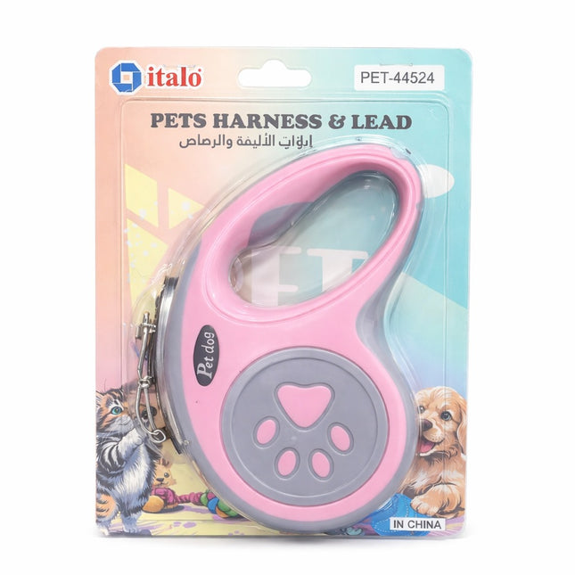 Pink pet harness and lead set in packaging with 'italo' branding