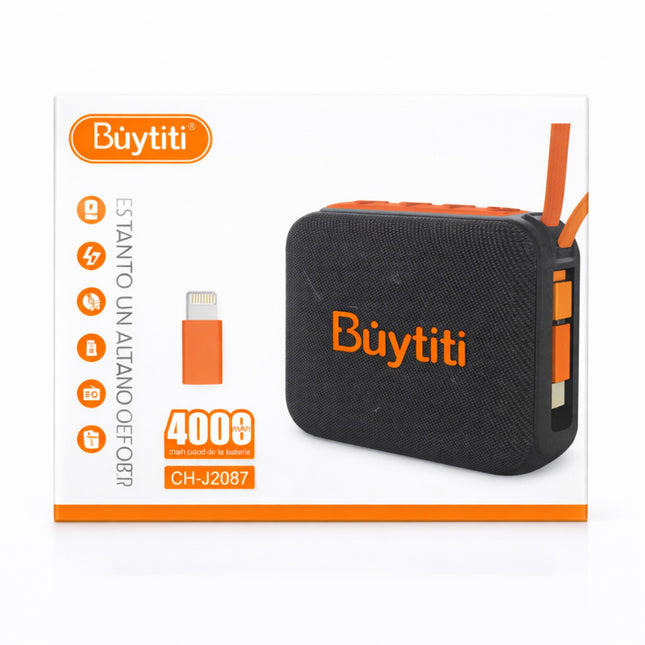 Büytiti portable speaker with packaging on a white background